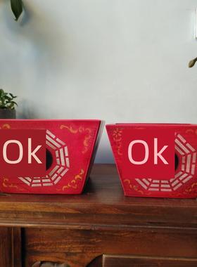 纯实木米斗彩绘做旧八卦拜斗破关调风水五色旗用斗道家做法事原木