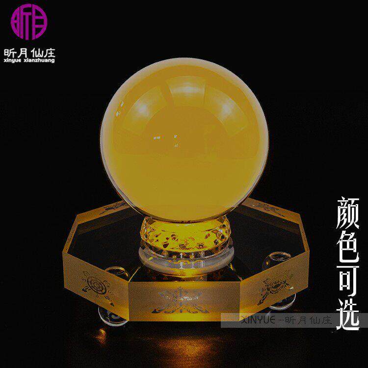 新款水晶球底座托发光佛像圆形玻璃七彩色水晶球现代工艺品底座