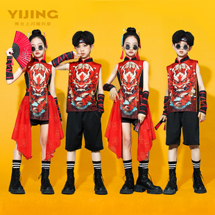 儿童演出服六一国潮运动会街舞表演服男女童爵士舞打鼓舞台走秀服