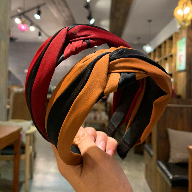 Korean new hair accessories Korean cloth stripe contrast co