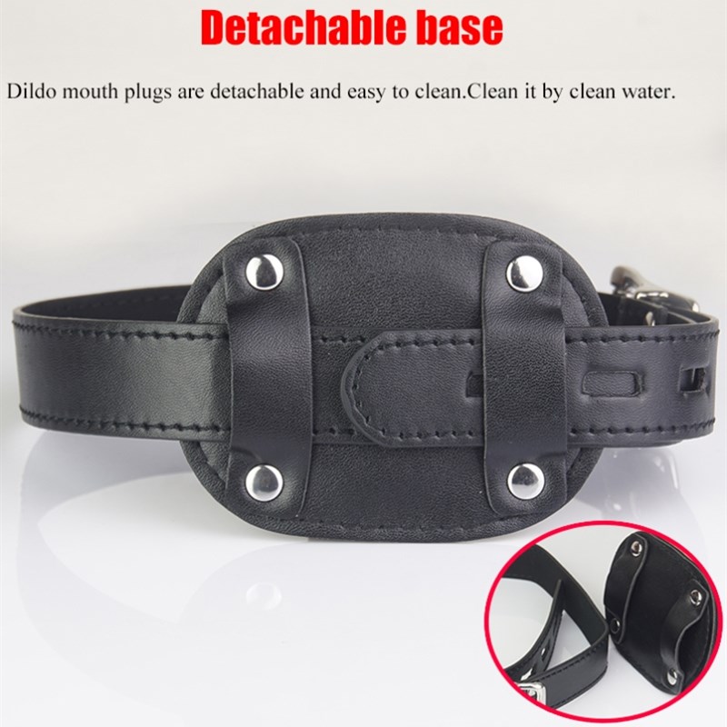 Leather Open Mouth Gags ,Head Harness Strap On Penis Gag Dil