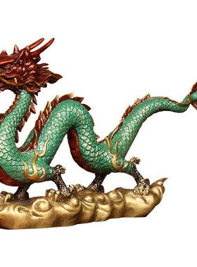 《生意兴隆》铜龙摆件招财全铜青龙生肖神龙形酒柜装饰工艺礼品摆