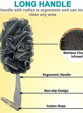 2PACK Bamboo Charcoal Fiber Exfoliating Loofah luffa loofa B