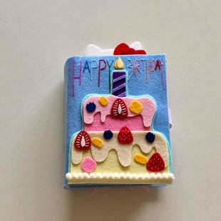 不织布手工成品生日蛋糕卡册可爱猫咪毛毡拍立得相册送朋友小礼物