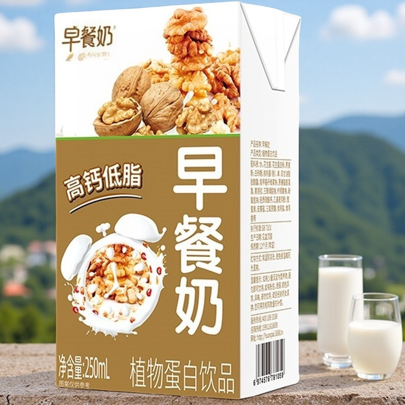 营养早餐奶高钙低脂早餐奶整箱特价批发24盒装甜牛奶核桃花生奶图片