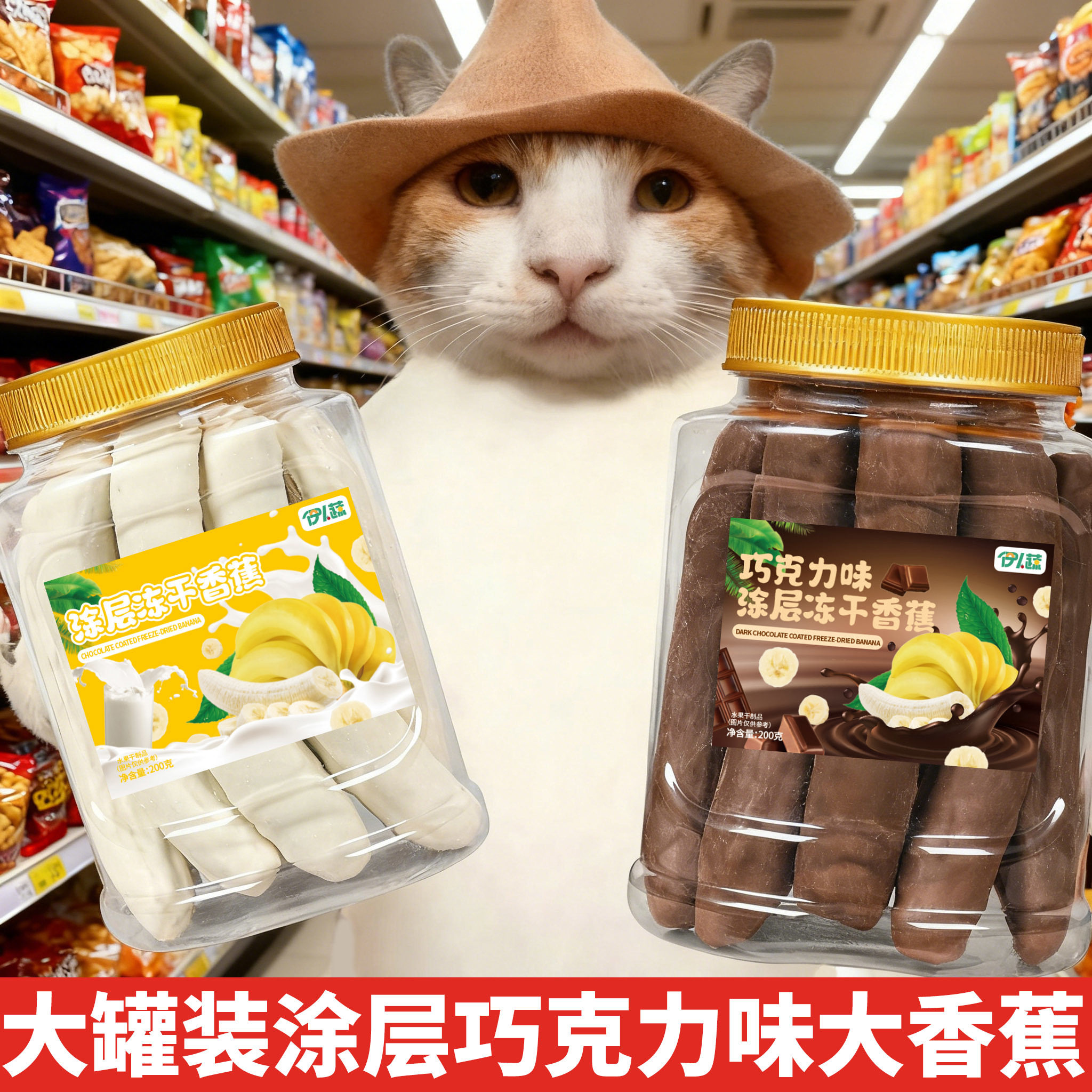 伊人蔬涂层香蕉整根个酥脆即食黑巧克力味解馋追剧休闲追剧小零食