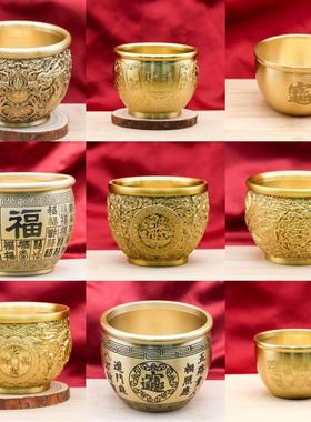 黄铜百福缸精雕百福缸黑字百福缸对联缸小百福缸创意桌面摆件多款