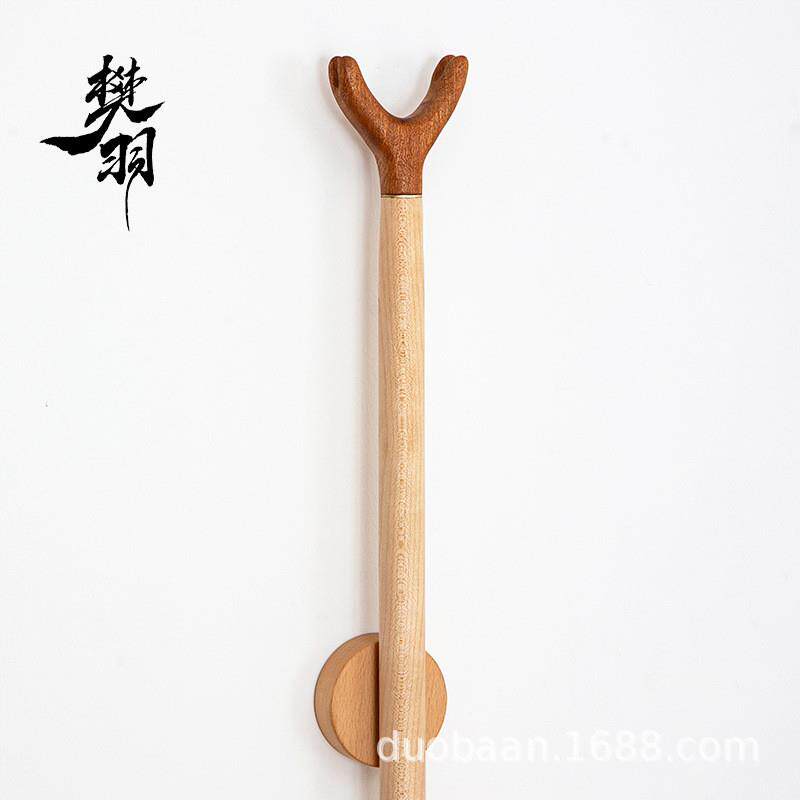新款木质晾衣杆家用阳台实木晾衣叉壁挂磁吸撑衣杆衣服撑杆现货可