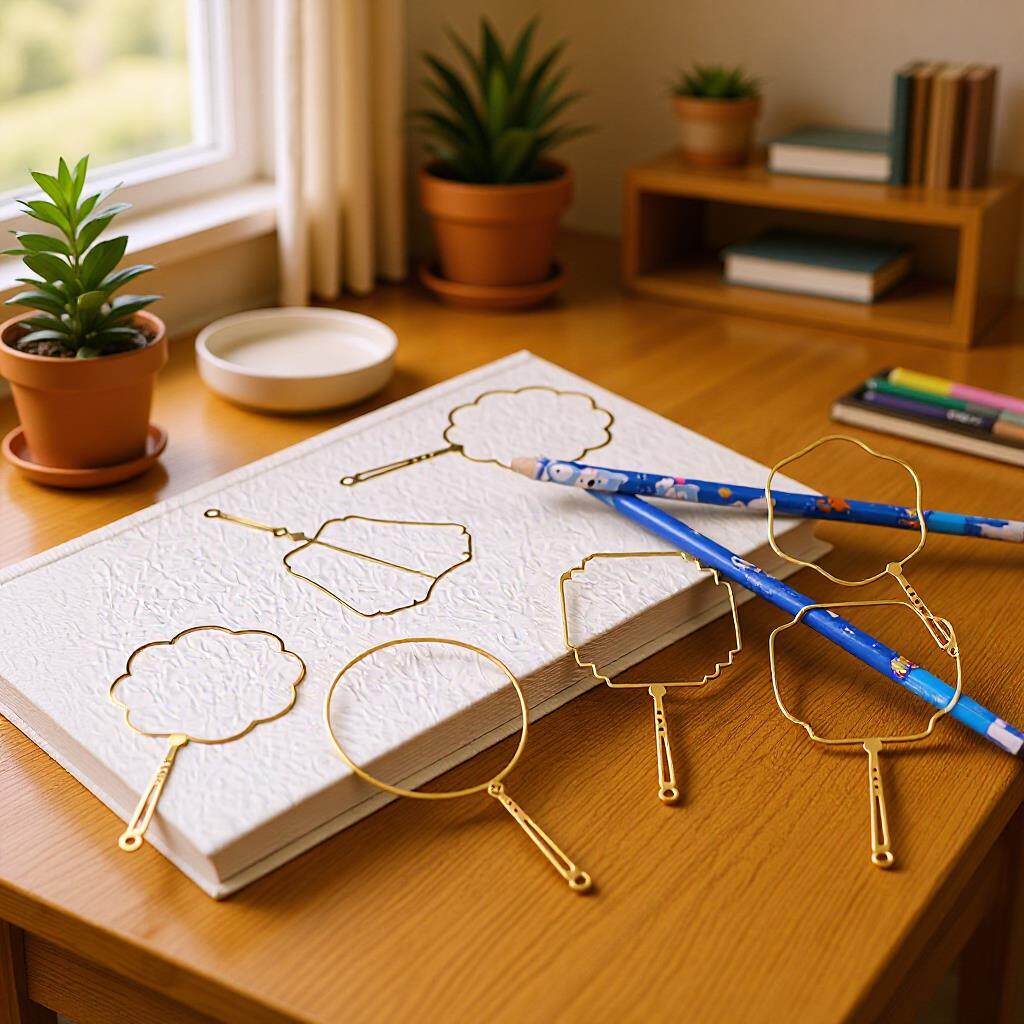 扇子骨架空白书签diy精美古典刺绣创意礼物国风金属团扇外框书签