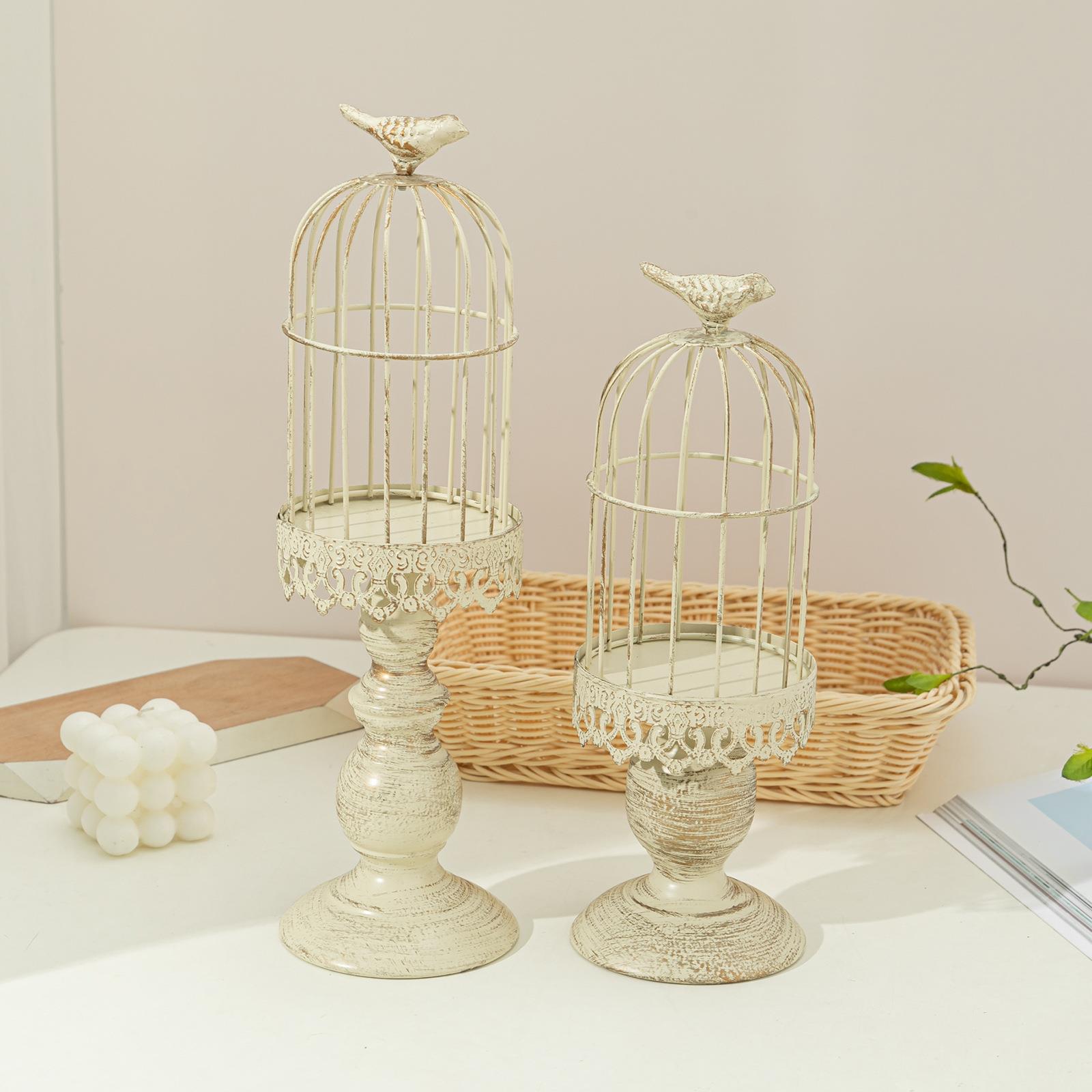 美式复古鸟笼烛台铁艺高级感婚礼布置道具金属创意装饰蜡烛台