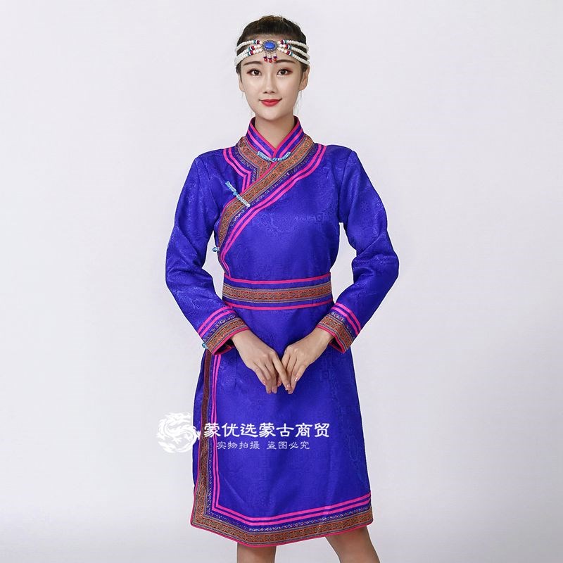 好货女士蒙古袍日常生活装蒙古族舞蹈演出服装女成人蒙餐服务员工