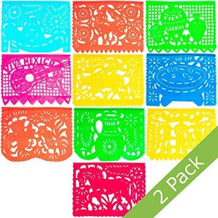 极速Large Plastic Papel Picado Banner - 15 Feet Long - Two D