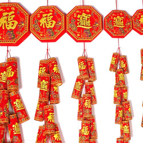 好货新年装饰大型鞭炮串商场酒店喜庆用品炮仗爆竹挂件 春节大型