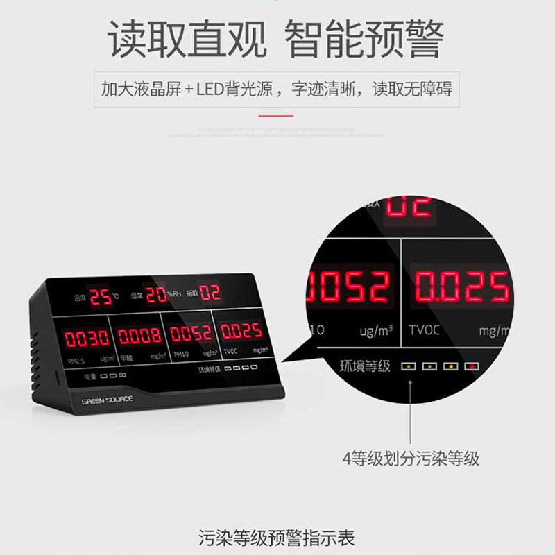 好货绿之源多功能检测仪新房测甲醛家用仪器室内空气质量测试温湿
