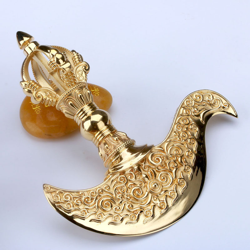 好货纯铜金刚钺刀五股杵法器手工打磨降魔杵送礼品九股金刚橛摆件