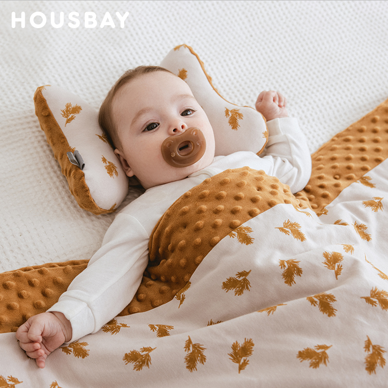 和氏贝新生婴儿豆豆毯宝宝秋冬被子幼儿安抚盖毯保暖加厚午睡毯