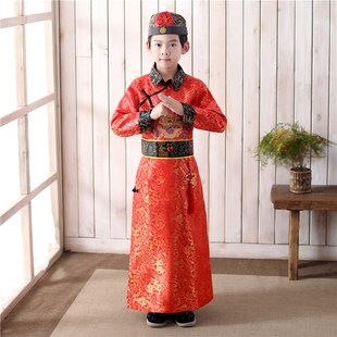 儿童古装男童清朝服装太子皇帝阿哥贝勒少爷服满族古代大臣演出服