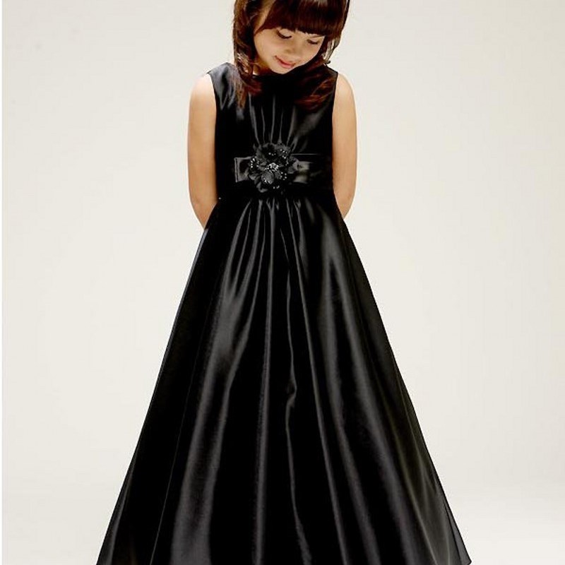 2020春节少女钢琴演出服女大童演出礼服小提琴演奏礼服长款黑色