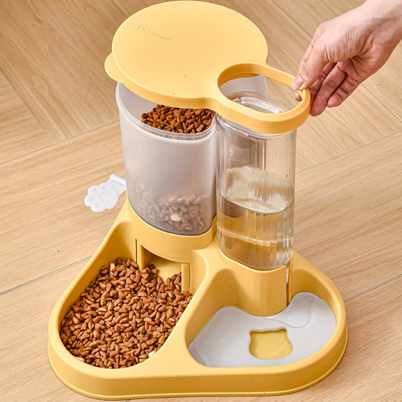 宠物喂食喂水器一体自动猫碗狗碗食盆猫咪饮水不插电不卡粮大口径
