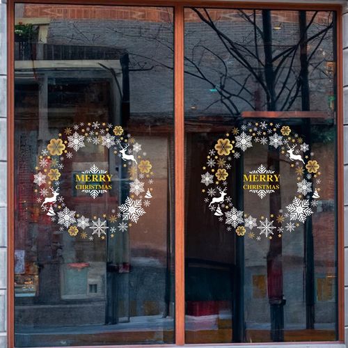 2025新年圣诞节装饰品静电贴圣诞树橱窗贴玻璃门贴纸场景布置挂件