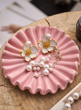 欧式陶瓷首饰托盘摆件珠宝收纳盘桌面项链戒指玄关钥匙收纳装饰品