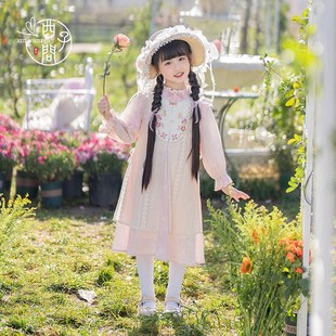 西子问汉服女童春装2025新款国风连衣裙儿童新中式公主裙套装枝意