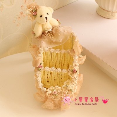 遥控器收纳盒桌面办公室整理盒 首饰文具化妆蕾丝收纳筐收纳篮