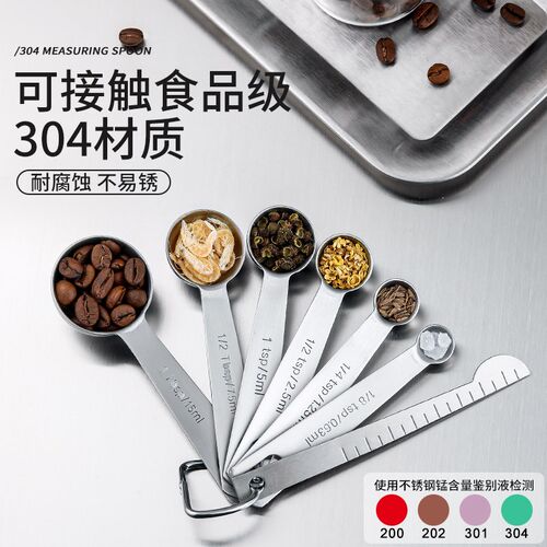 不锈钢量勺计量定量面粉刻度克量勺家用克重控盐勺厨房烘焙控量匙