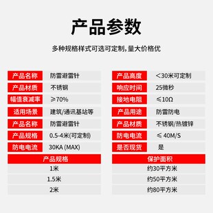 厂家不锈钢球形限流避雷针接闪器杆 桥梁屋顶搅拌站优化避雷针