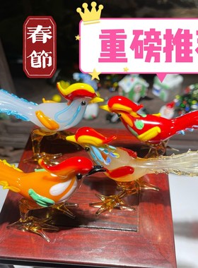 玻璃小鸟琉璃鸟生日礼物新婚情侣礼品创意纸镇桌面装饰书架小摆件