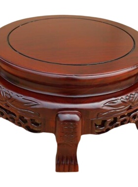 实木鱼缸架中式花架空调底座奇石工艺品矮架子大花瓶架木质置物架