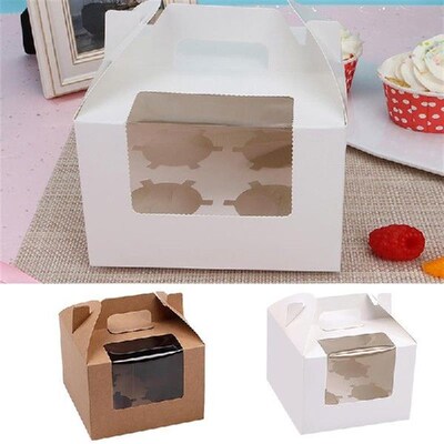 9pcs Cupcake Muffin Box Cake Cup Packaging White Kraft