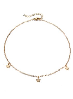 Personality simple three star pendant necklace clavicle chai