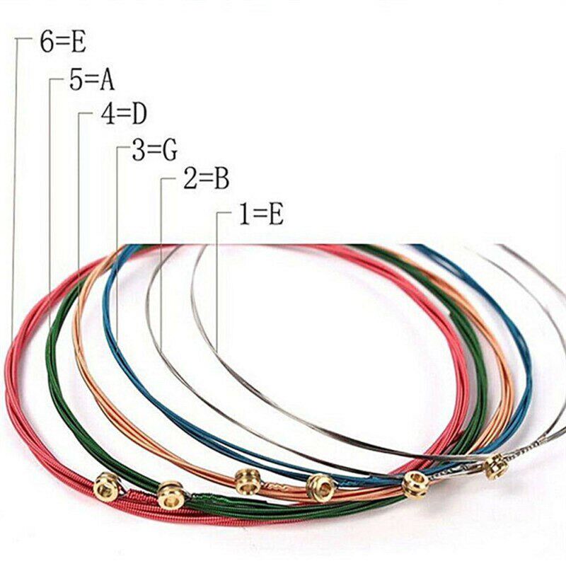 6Pcs/Set Acoustic Guitar Strings Rainbow Colorful Guitar
