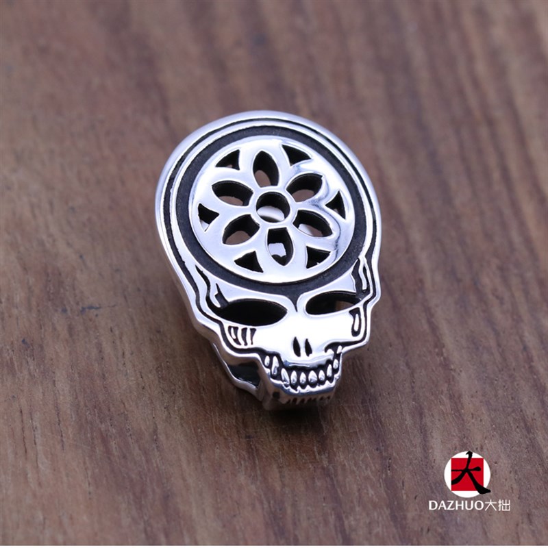 大拙goodart樱花骷髅工作牌证件夹子925纯银男女胸牌胸卡胸挂夹子