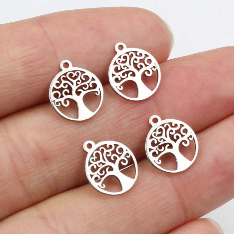 30pcs 12x10mm No Fade Charms 316 Stainless Steel Life ree Ch