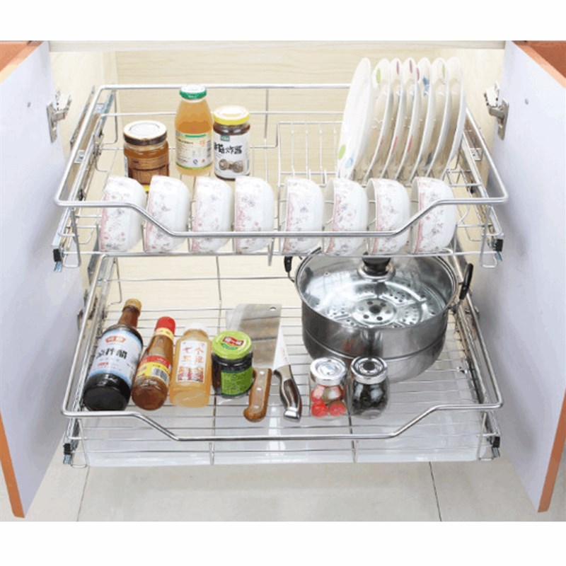 碗蓝600橱柜拉栏720抽屉拉篮滑轨不锈钢碗碟拉兰放锅平蓝厨房五金