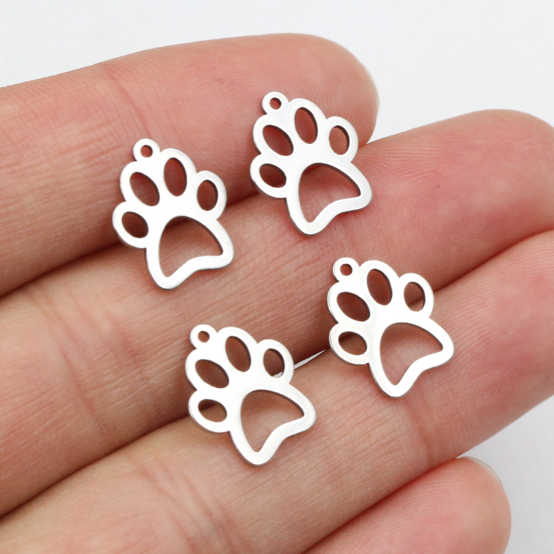 30pcs 14x11mm No Fade 316 Stainless Steel Dog/Cat Footprint