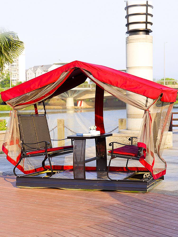 极速户外四人秋千动力摇椅室外庭院阳台吊篮吊椅成人双人铁艺桌椅