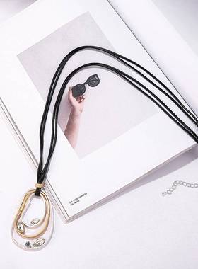 新款女士吊坠毛衣炼简约时尚级感饰品项链欧美