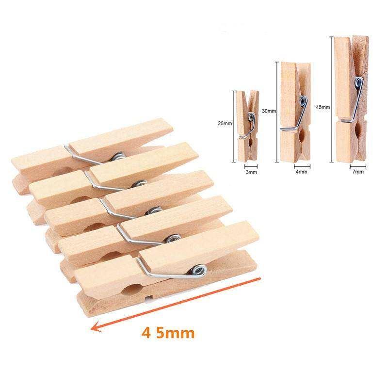50Pcs 25Mm,30Mm,45Mm 72Mm Clothes Pegs Wooden Paper Ph