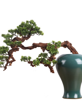 酒店前台过道绿植工艺礼品摆饰家居样板房仿真迎客松摆件会所橱窗