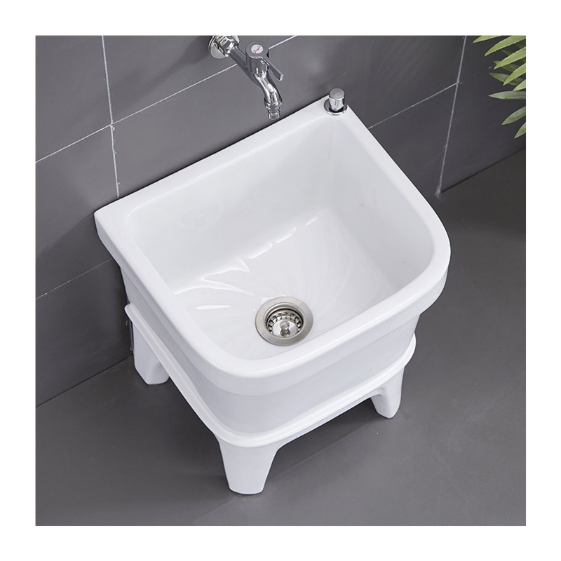 拖把池阳台小号陶瓷洗拖布池台控墩布池家用化妆室方形自动下水器