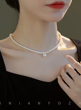 简约气质淡水珍珠项链14K包金锁骨链脖子颈链珠宝首饰礼物高级感