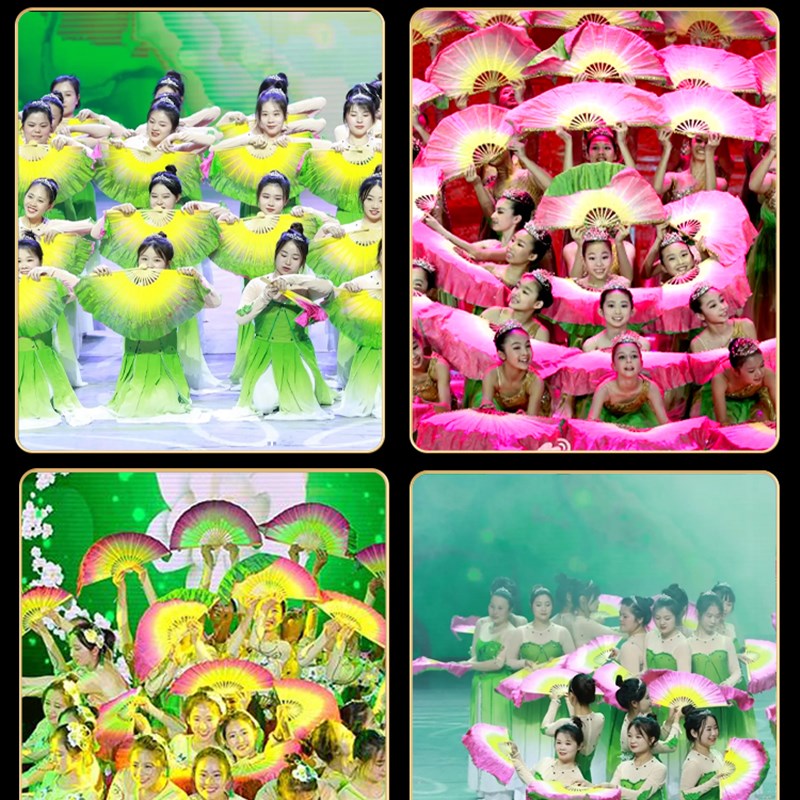 茉莉花真丝舞蹈扇跳舞广场舞胶州秧歌表演道具双面大扇子专用