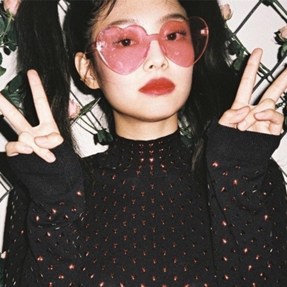 果冻彩虹软妹彩色一体式树脂彩色爱心墨镜jennie同款防晒太阳眼镜
