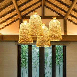 Bamboo Suspensio 极速Modern Made Pendant Lamp Nest Hand Bird