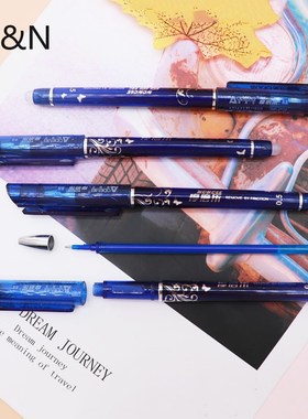 12 Pcs/Set Erasable Pen 0.5mm Refill Washable Handle Rod Blu