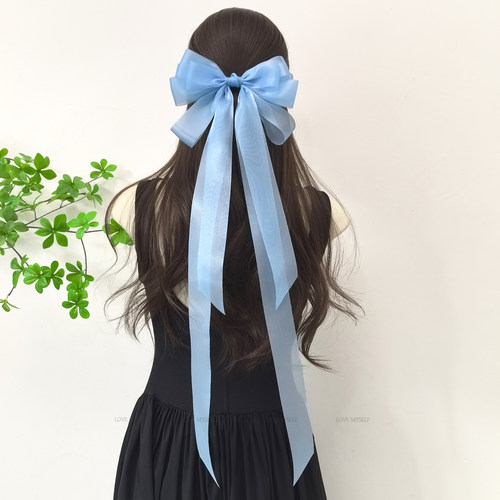 原创薄纱超大蝴蝶结长飘带国风