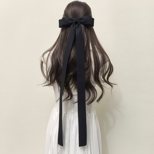 秋冬加厚毛呢蝴蝶结发夹超大飘带后脑勺顶夹气质头饰 毛呢 新款